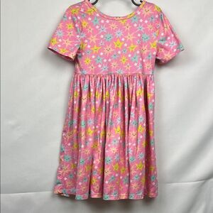 Mila and Rose pink short sleeve smiling star print twirl dress size 5-6